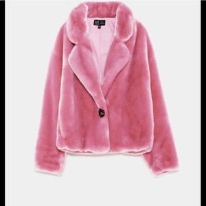 pink fur jacket zara